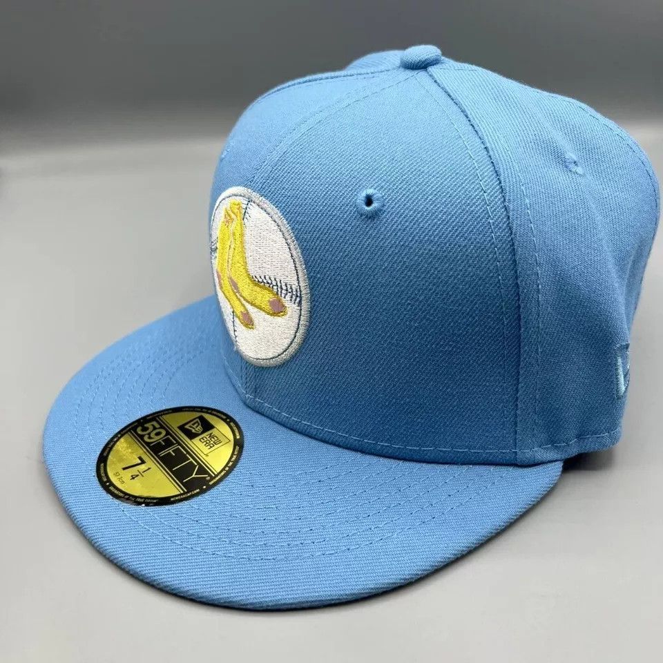 New Era Boston Red Sox Hat Men 7 1/4 Blue 59Fifty New Era Fitted Cap Size ONE SIZE - 7 Thumbnail