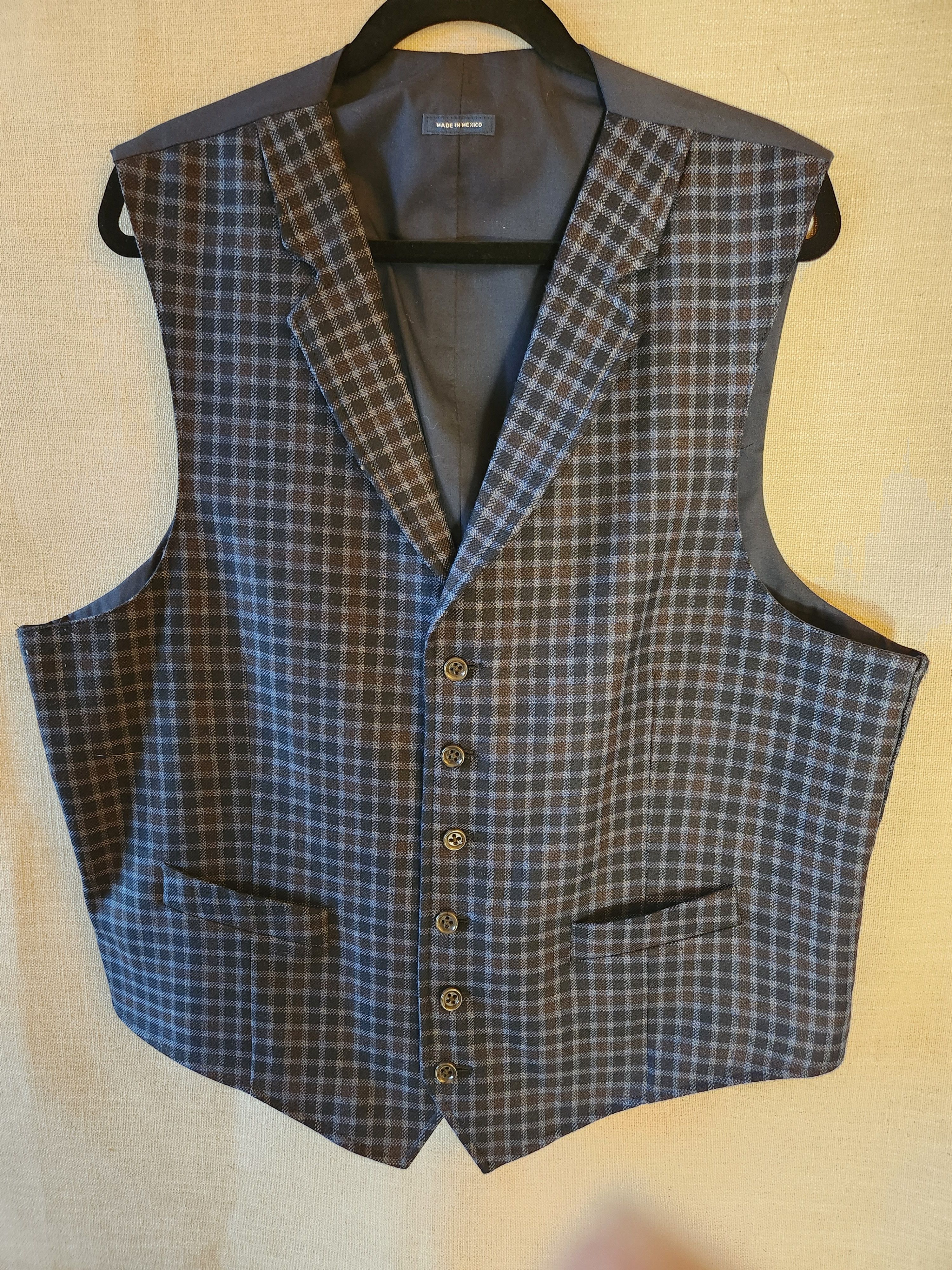Stafford Men's Classic Fit Lapel Wool Blend Blue Plaid Vest Size US XXL / EU 58 / 5 - 1 Thumbnail