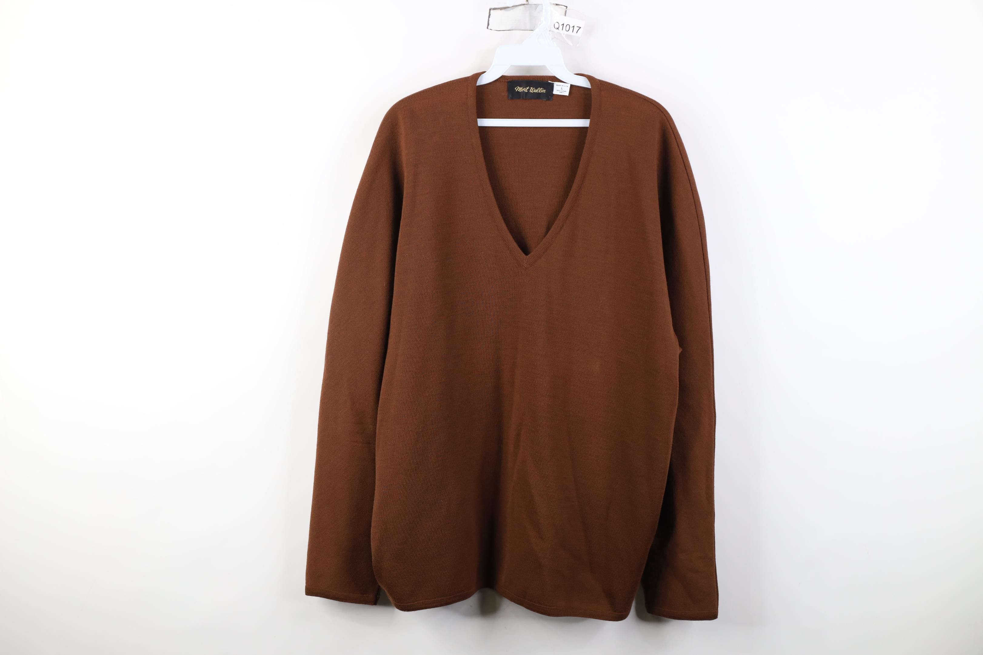 Vintage Vintage 70s Streetwear Wool Knit V-Neck Sweater Brown USA Size US L / EU 52-54 / 3 - 1 Thumbnail