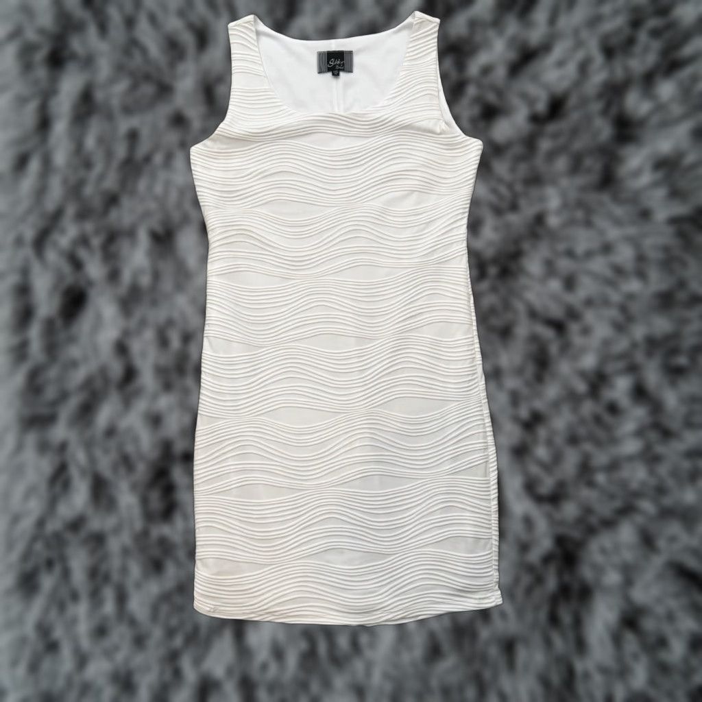 J Brand VINTAGE Slinky Brand Dress M Bodycon Tank Dress Sleeveless Knee Length White Women Regular M Size 90s Classic Wedding Lined Summer Spring Fall Winter Size M / US 6-8 / IT 42-44 - 1 Thumbnail