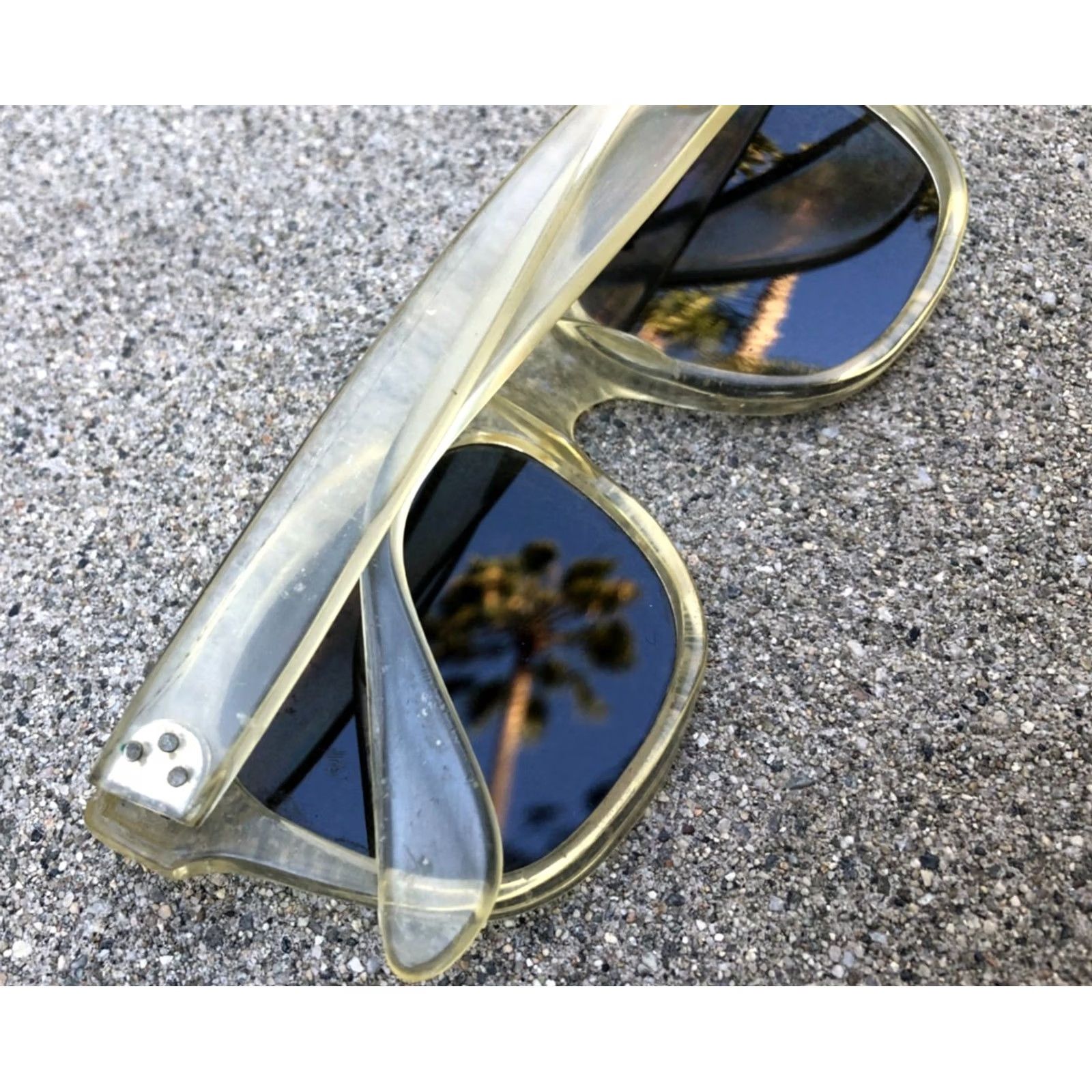 Vintage VTG ITALY DEBS Designer Sunglasses Clear Frames Dark Lenses Unisex Adult Size ONE SIZE - 2 Thumbnail