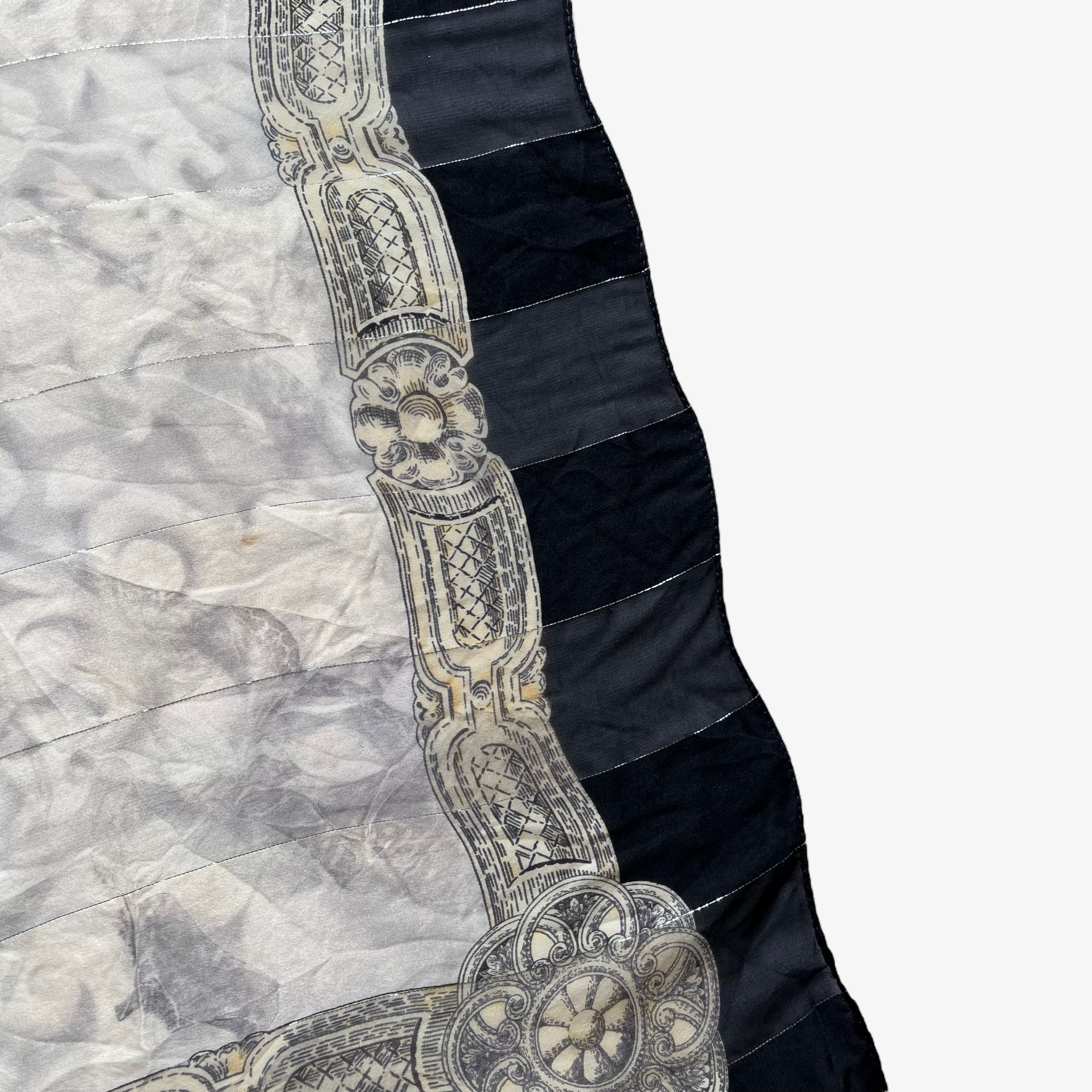 Balmain Vintage 80s Pierre Balmain Abstract Baroque Black Silk Scarf Size ONE SIZE - 4 Thumbnail
