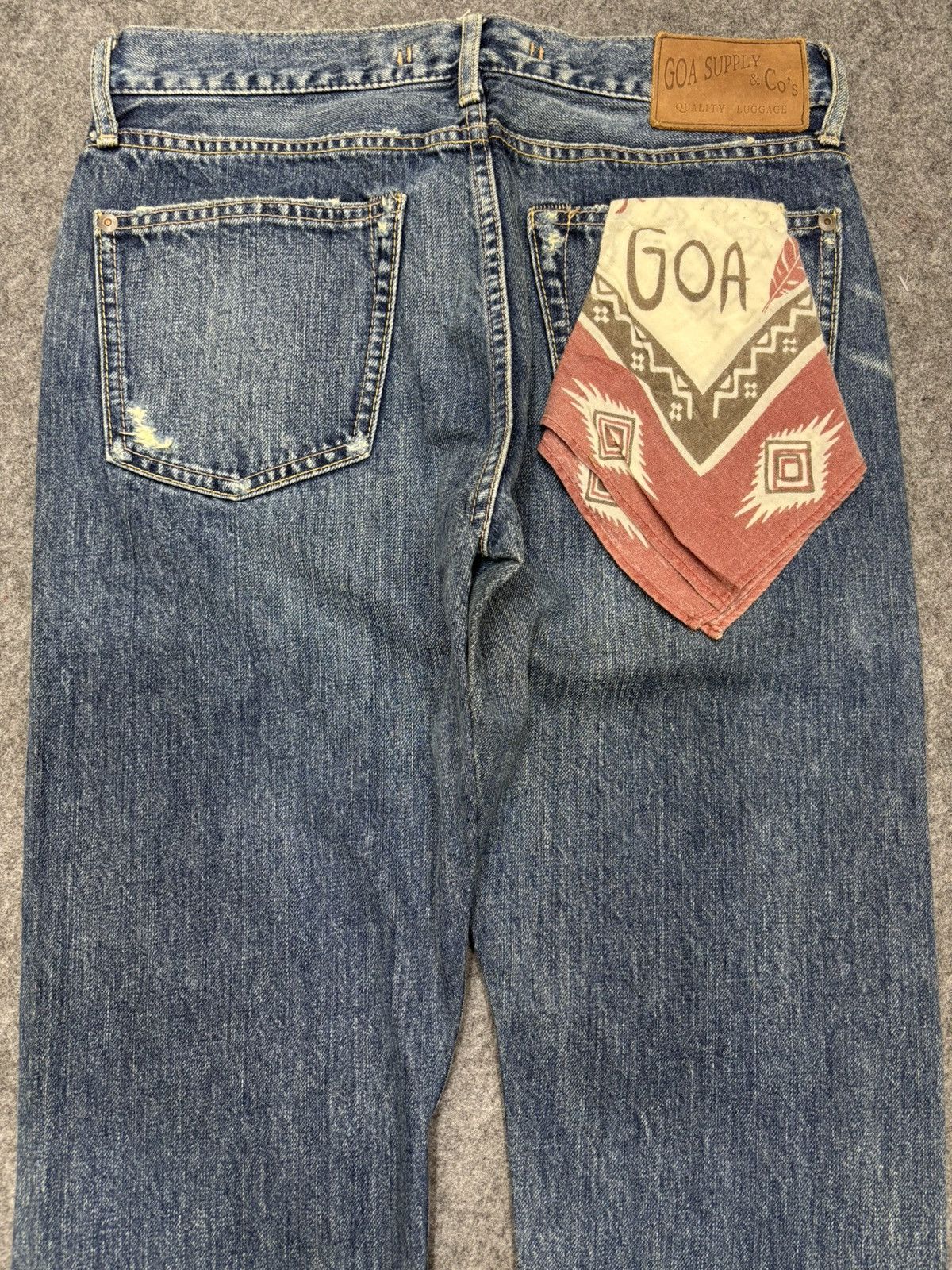 Japanese Brand 💥Insane💥GOA Japan Rare Sick Distressed Selvedge Denim F671 Size US 29 - 17 Thumbnail
