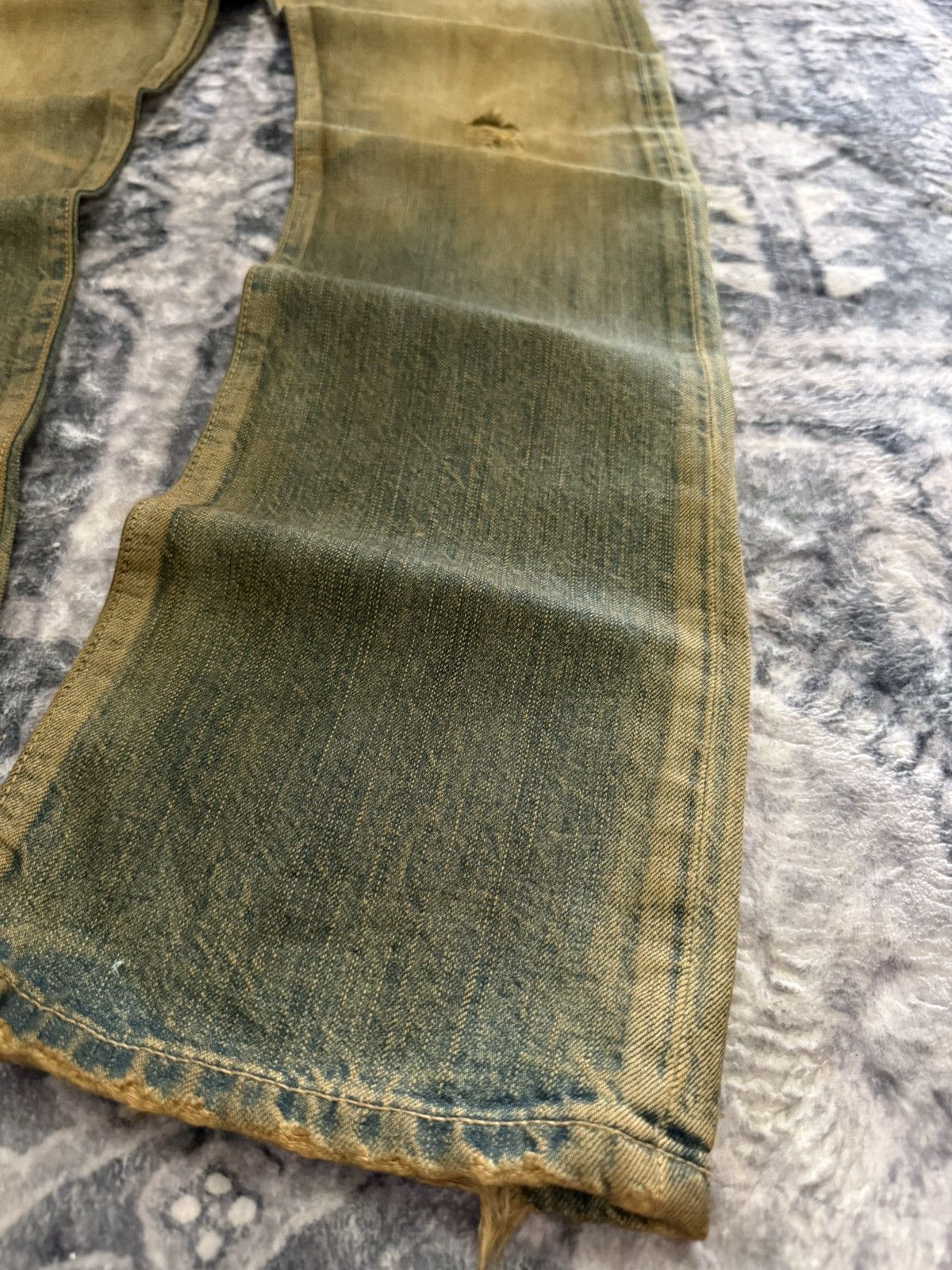 If Six Was Nine EDWIN 503 Earthy Mud Wash Patina Fade Distressed Jeans Size US 30 / EU 46 - 6 Thumbnail