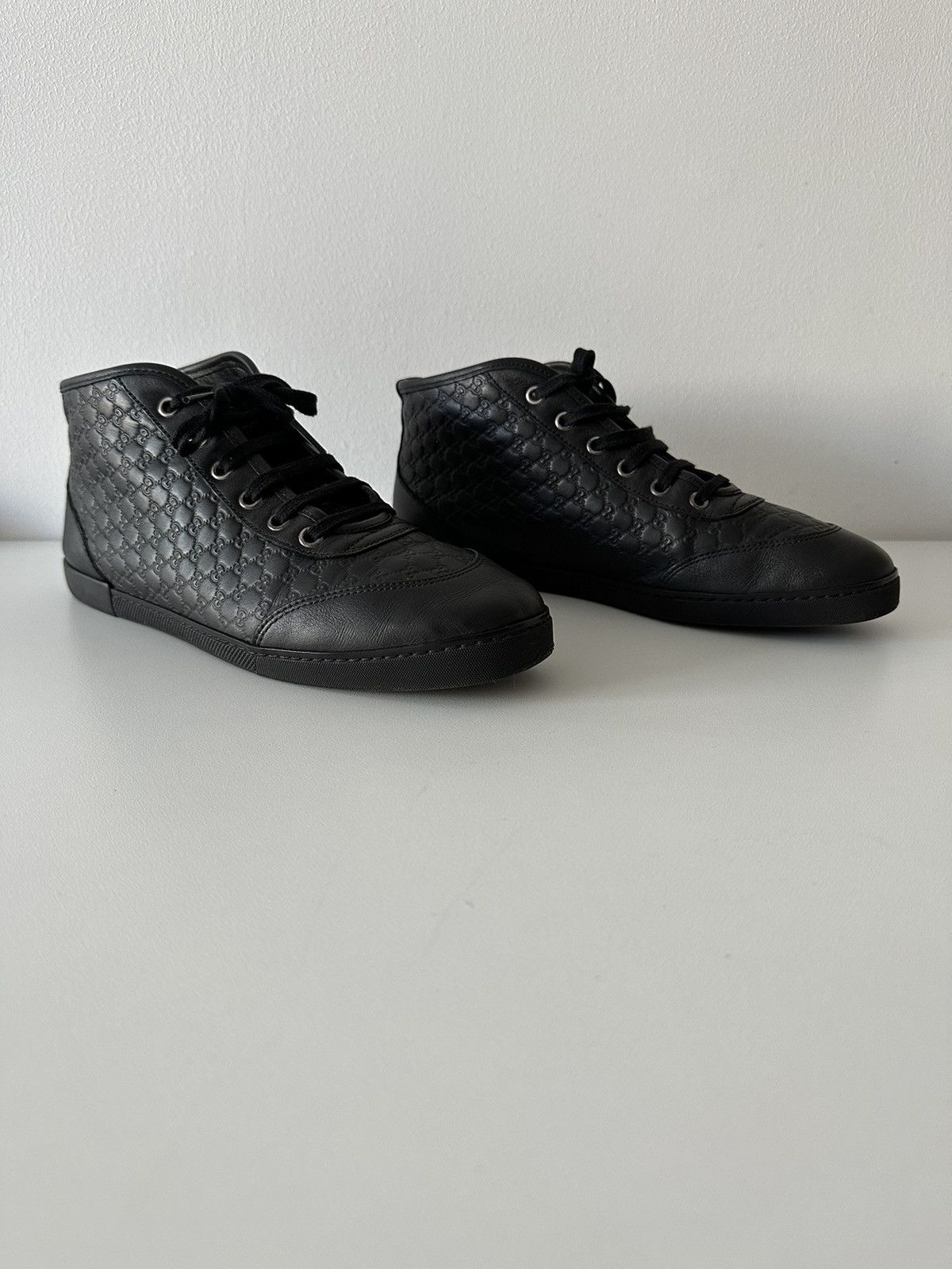 Gucci GUCCI micro guccissima black leather sneakers 391499 Size US 9.5 / IT 39.5 - 11 Thumbnail
