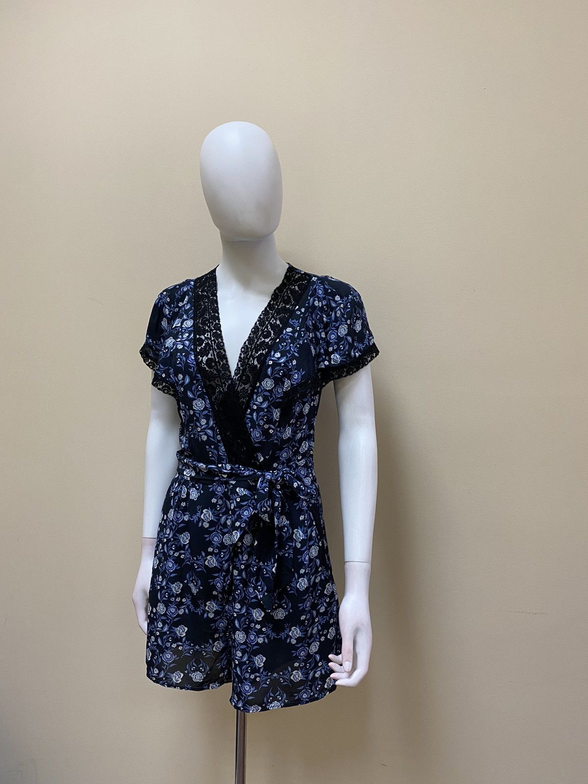 Sandro Sandro Womens Floral Blue Playsuit Size 36 Size XS / US 0-2 / IT 36-38 - 3 Thumbnail
