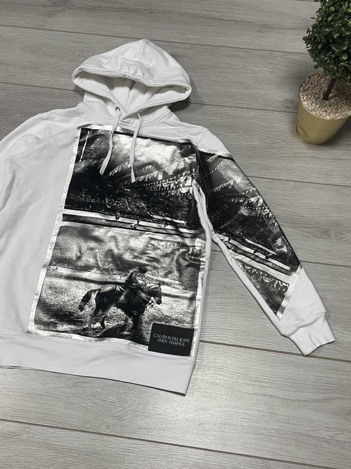 Calvin Klein Calvin Klein Andy Warhol matador big logo silver hoodie Size US XS / EU 42 / 0 - 3 Thumbnail