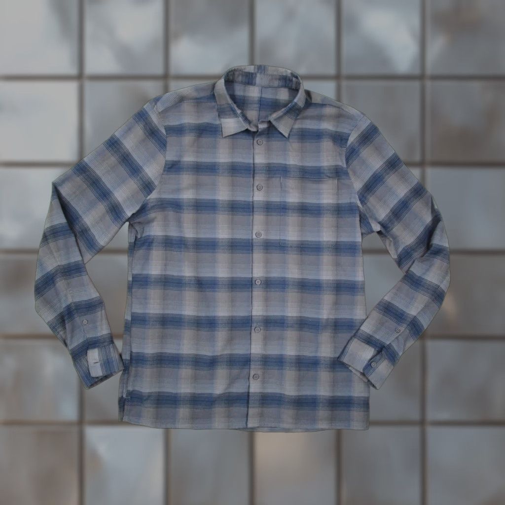 Lululemon Shirt Men Large Blue Gray Plaid Button-Down Long Sleeve Casual  Workwear