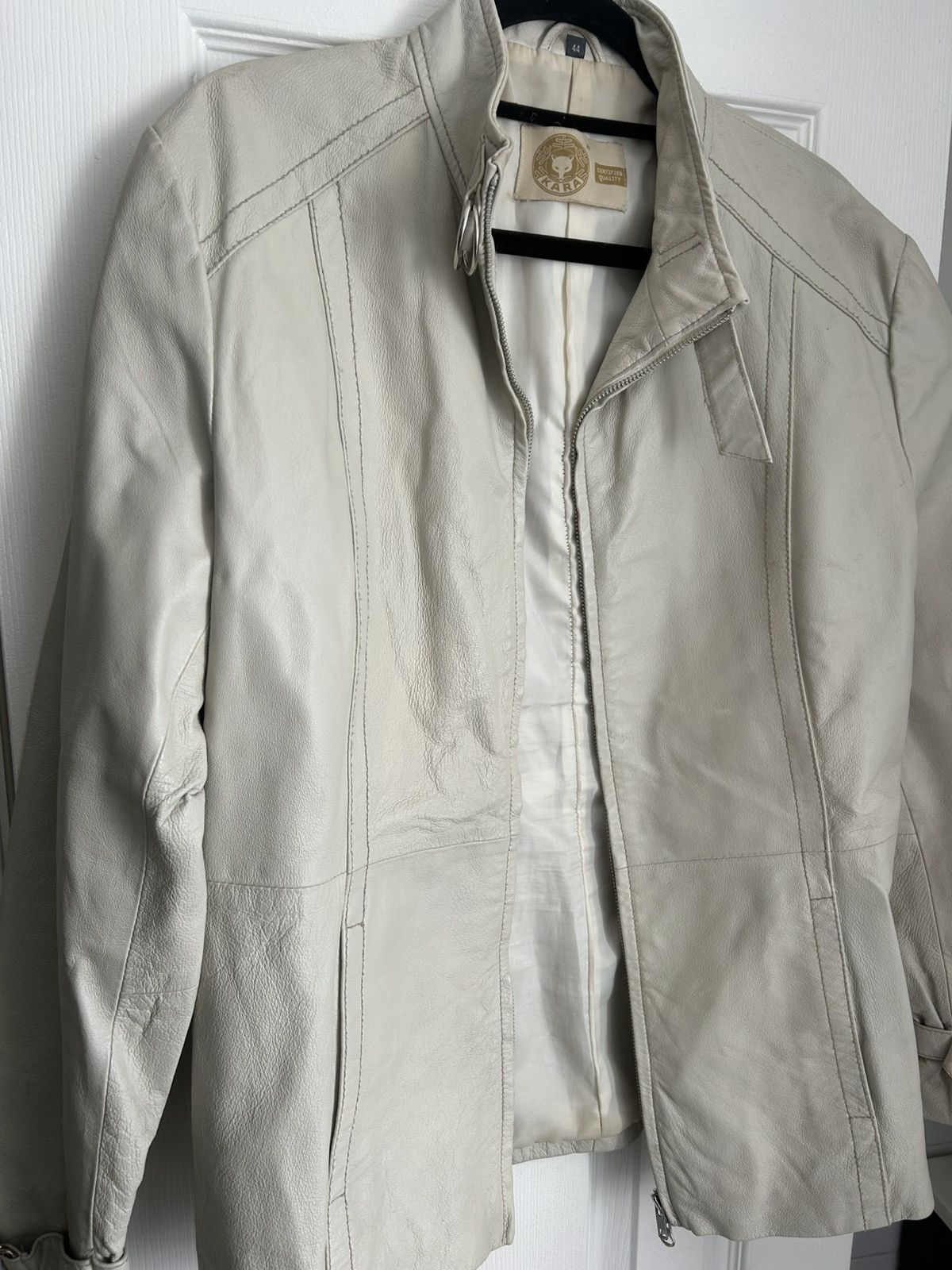 KARA Kara Off White LeatherJacket Size L / US 10 / IT 46 - 5 Thumbnail
