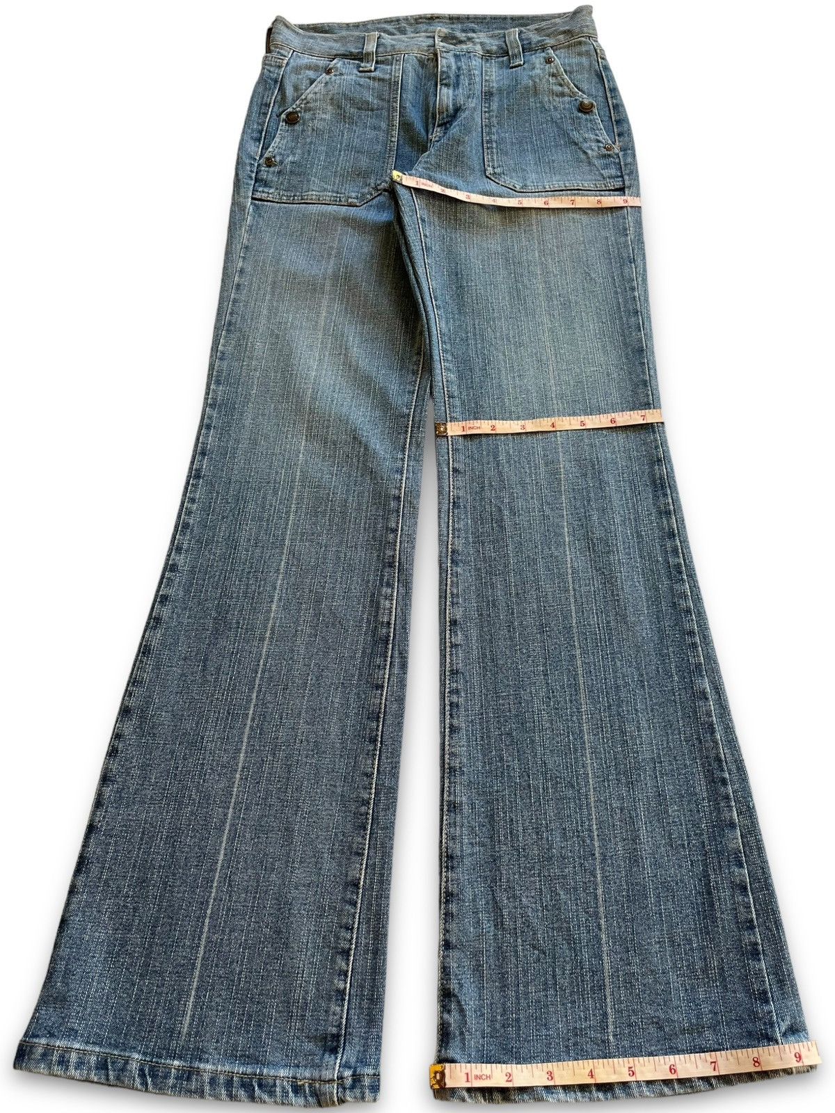 Japanese Brand Vintage Japanese Brand Blue Wash Flare Style Fatigue Jeans Size 27" / US 4 / IT 40 - 14 Thumbnail
