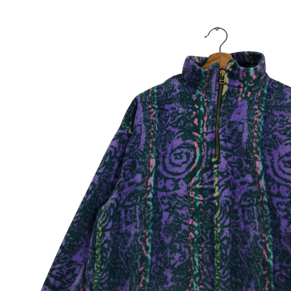 Japanese Brand 🔥VINTAGE HALF ZIPPER FLEECE JACKET NAVAJO RESEEDA Size US L / EU 52-54 / 3 - 9 Thumbnail
