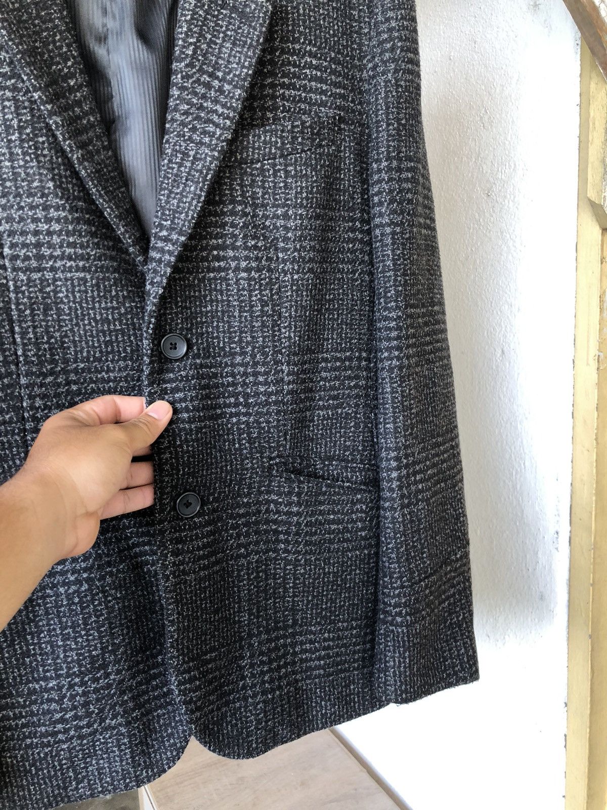 Japanese Brand Vtg Uniqlo Tweed Gingham Dark Grey Single Breasted Blazer Size US L / EU 52-54 / 3 - 8 Thumbnail