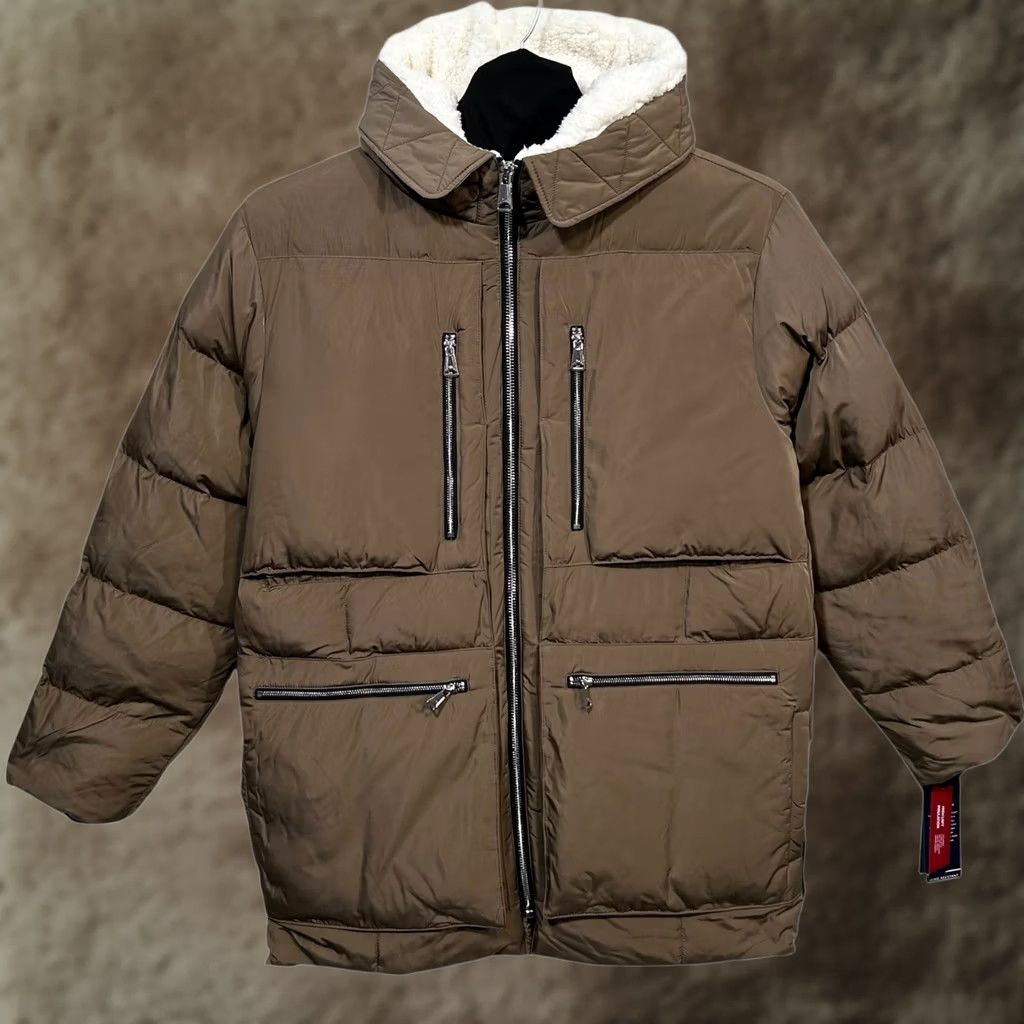 Tommy Hilfiger VINTAGE Tommy Hilfiger Men’s Heavyweight Jacket Quilted Parka Coat M Khaki Hooded Parka Shirt Mens Size US M / EU 48-50 / 2 - 1 Thumbnail