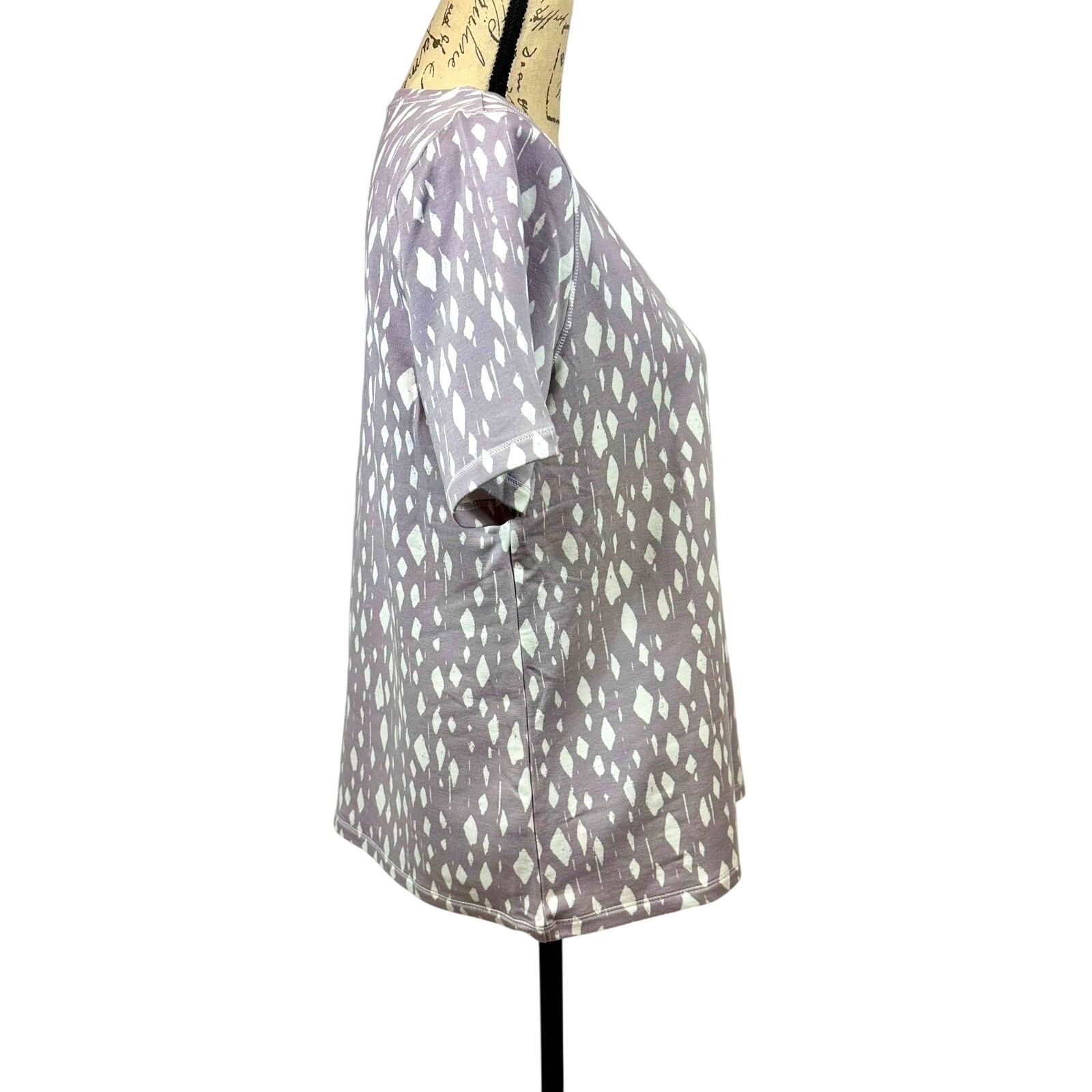 Other Zuda Short Sleeve Geometric Chest Pocket Top Purple/White S Size S / US 4 / IT 40 - 6 Thumbnail