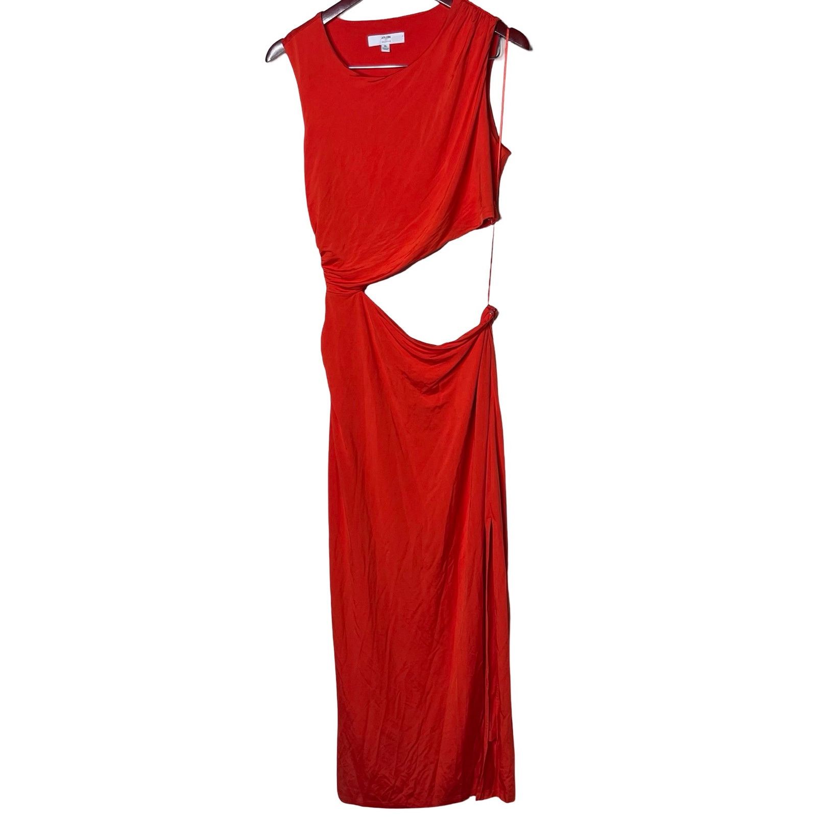 Other Atlein Cut Out Sleeveless Orange Maxi Long Dress side Split Size XL / US 12-14 / IT 48-50 - 2 Thumbnail