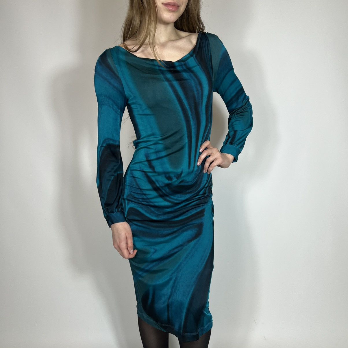 Vintage Y2K Roberto Cavalli Luxury 3D JPG Style Maxi Dress