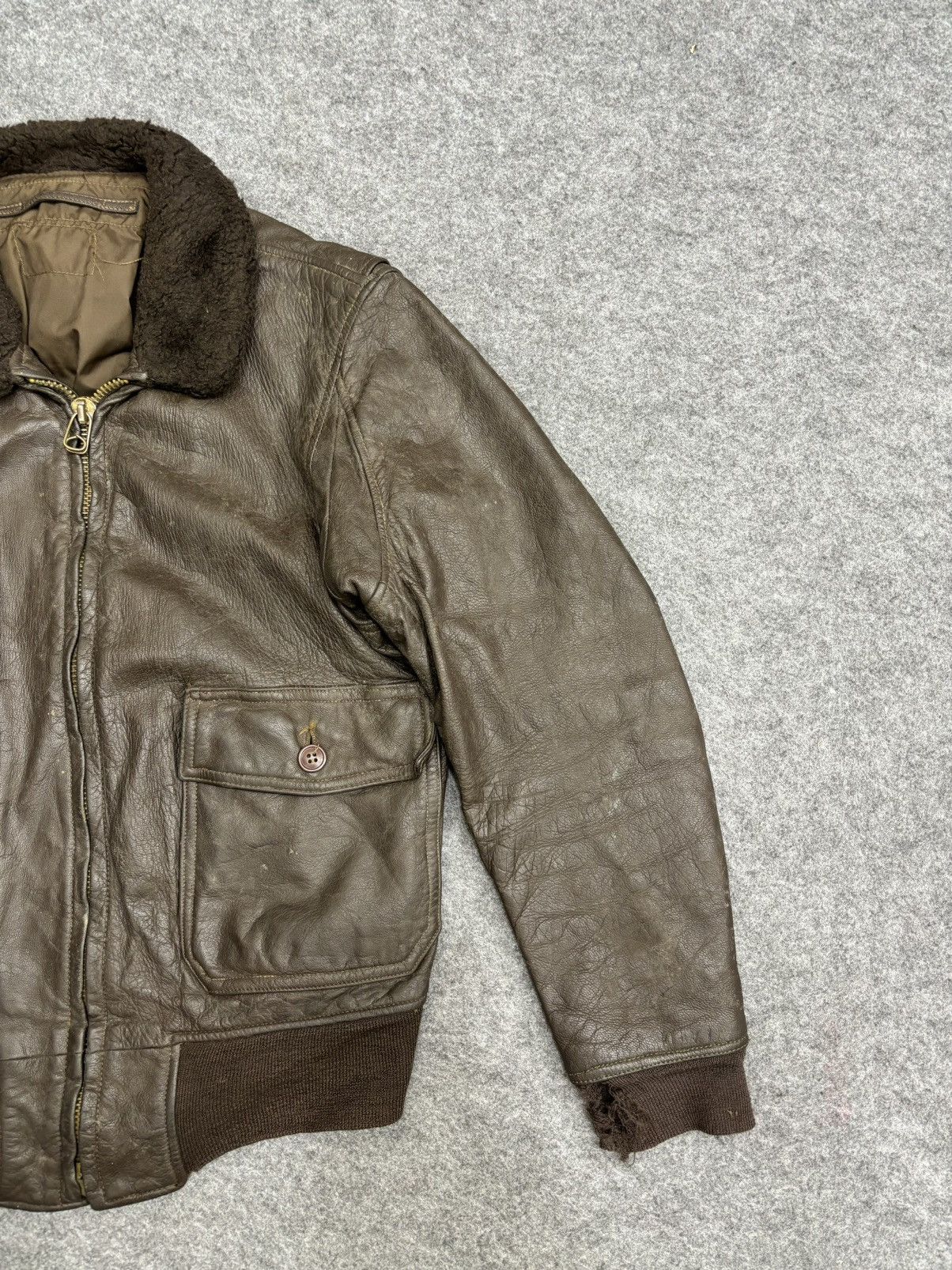Vintage 💥Vintage 70s💥A2 Flying Jacket USN Leather Jacket Size US S / EU 44-46 / 1 - 4 Thumbnail