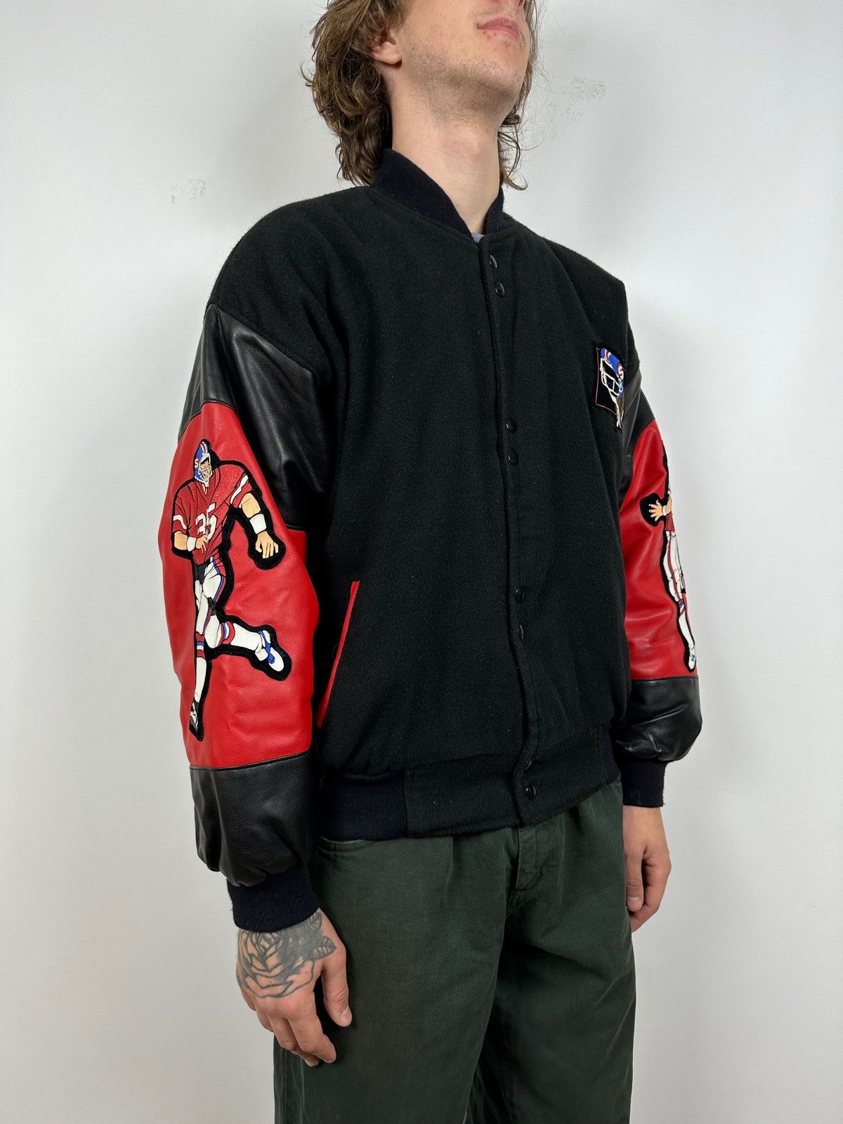 NFL 90s Vintage Super Bowl USA Zip It Varsity Bomber Jacket Size US L / EU 52-54 / 3 - 4 Thumbnail