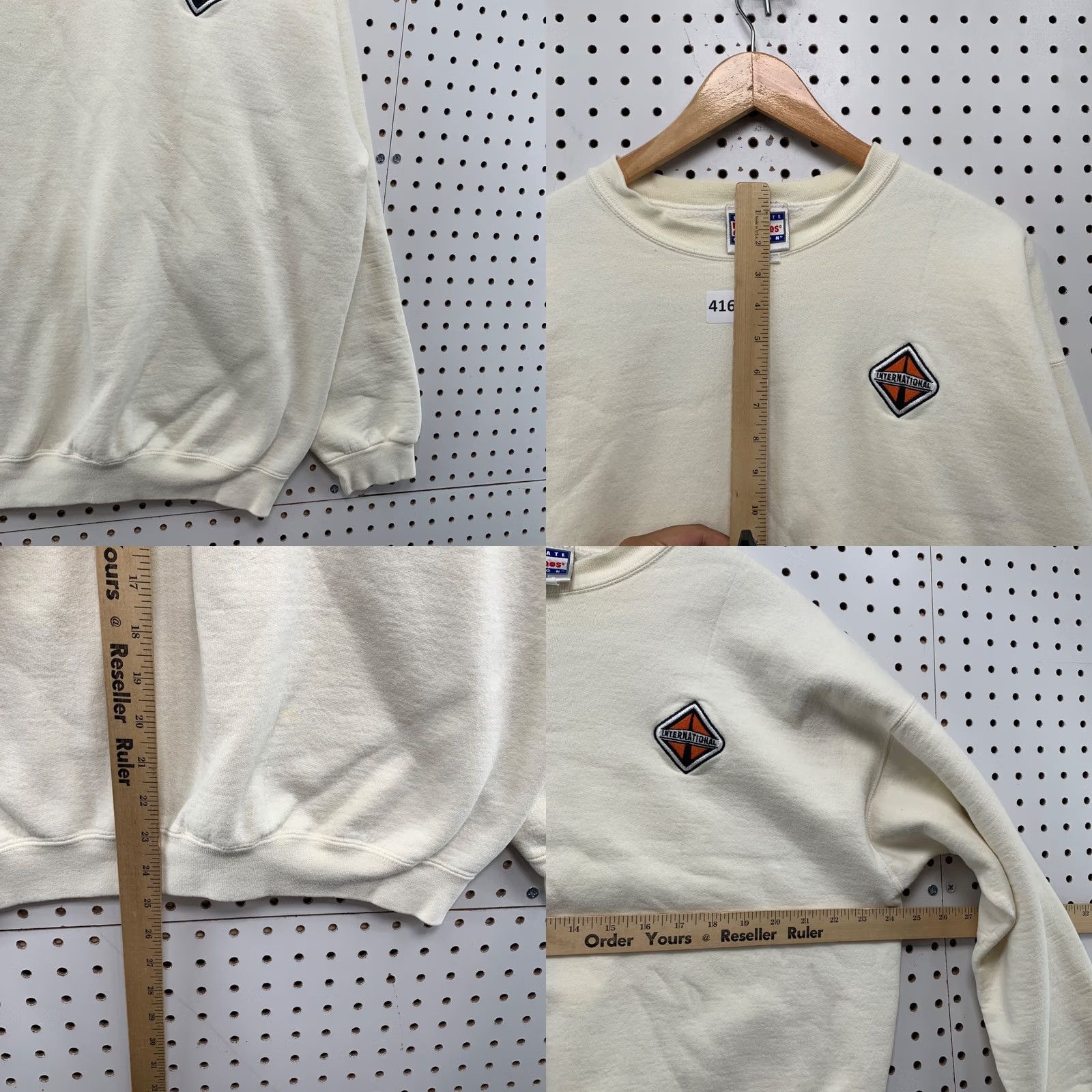 Hanes VINTAGE International Truck Crewneck Sweatshirt Mens Large Beige Fleece USA Size US L / EU 52-54 / 3 - 9 Thumbnail