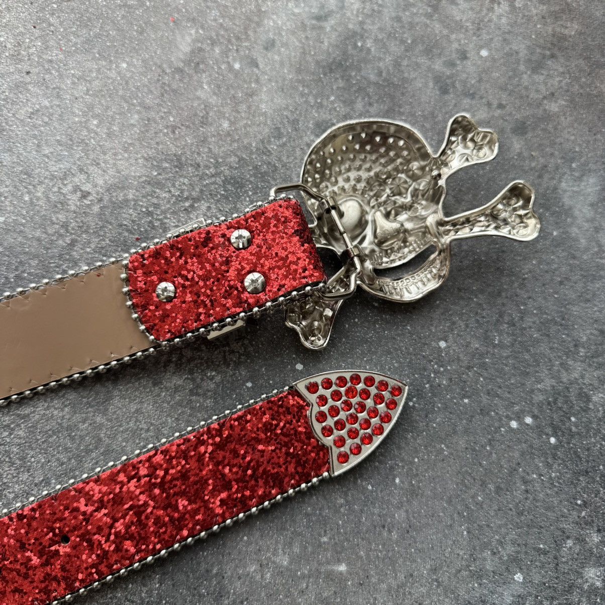 If Six Was Nine Amazing Y2K Rhinestones Skull BB Simon Style Belt Size ONE SIZE - 9 Thumbnail