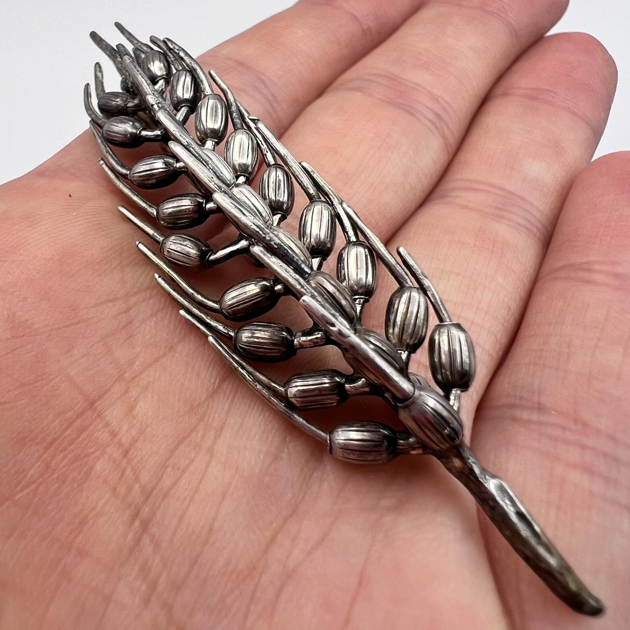 Vintage Vintage Silver Plated Pin Brooch Wheatear Made in Italy 2.3" Size ONE SIZE - 5 Thumbnail