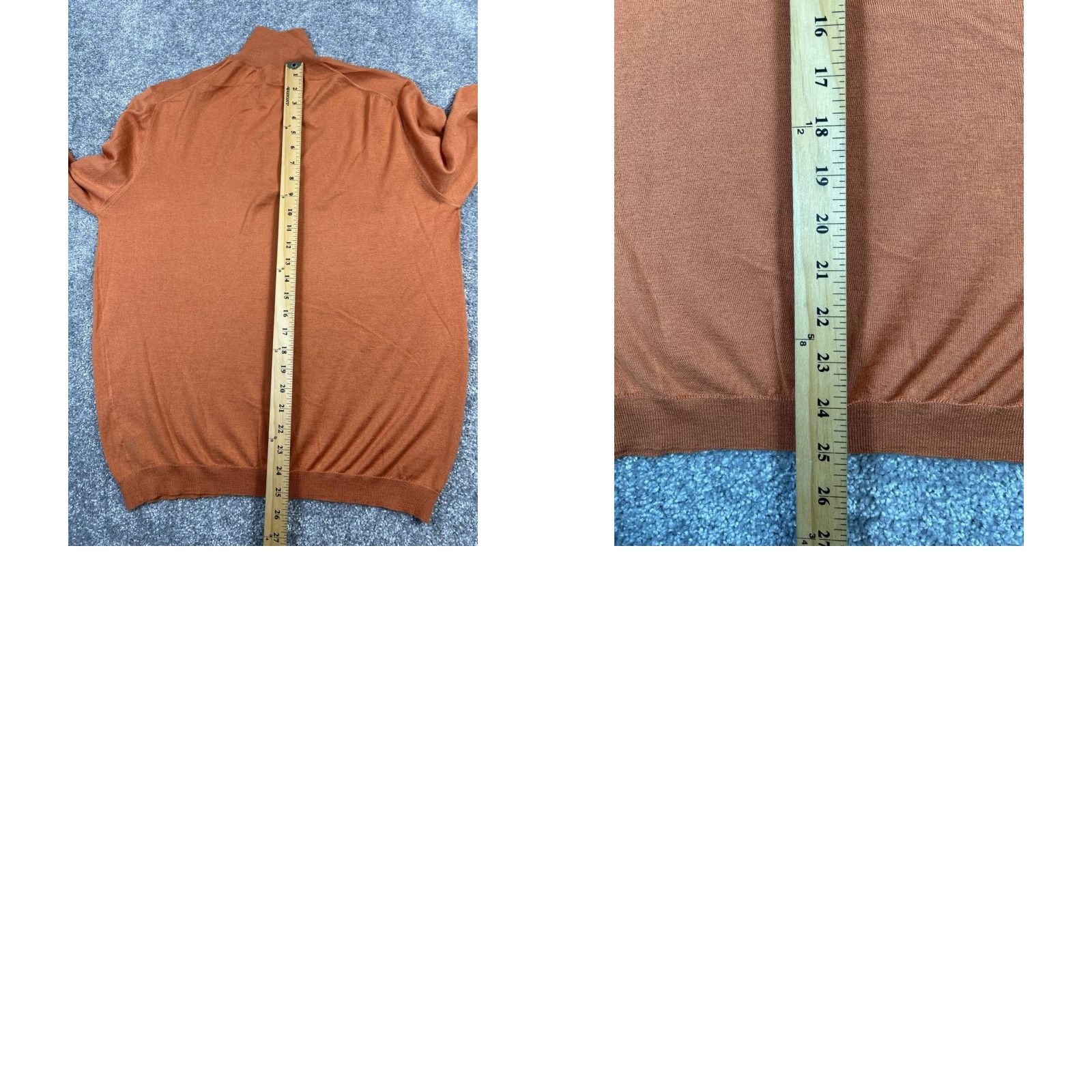 Vintage Manrico Sweater Mens Large Orange Cashmere Silk Knit Quarter Zip Size US L / EU 52-54 / 3 - 8 Thumbnail