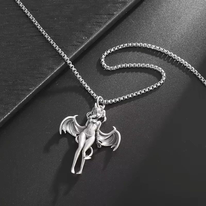 Jewelry Sexy Devil Bat Girl Pendant Necklace Size ONE SIZE - 4 Thumbnail