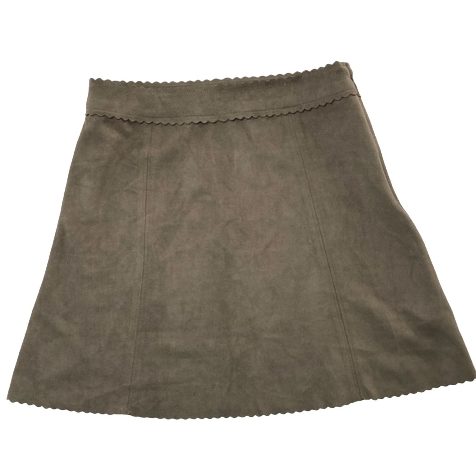 DEVA STATES Altar’d State High Waisted Faux Suede Olive Mini Skirt Size 30" / US 8 / IT 44 - 1 Thumbnail