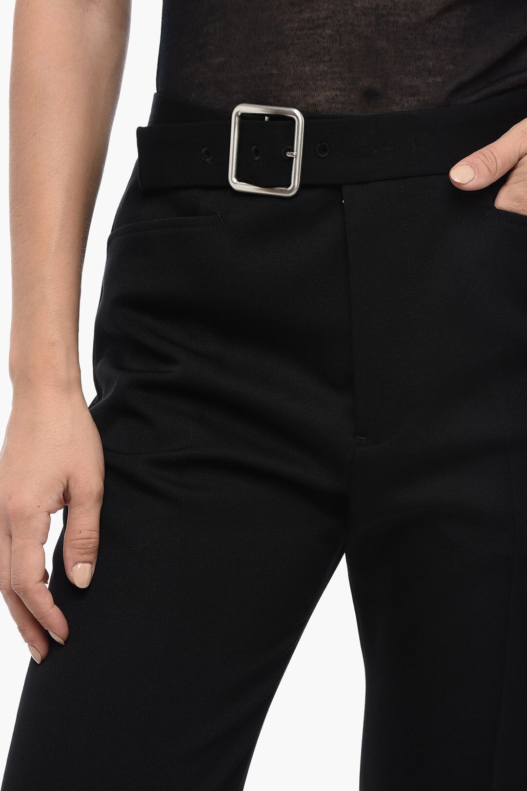 Jil Sander og1mm1225 Grain de Poudre Wool Flared Pant in Black Size 30" / US 8 / IT 44 - 3 Thumbnail