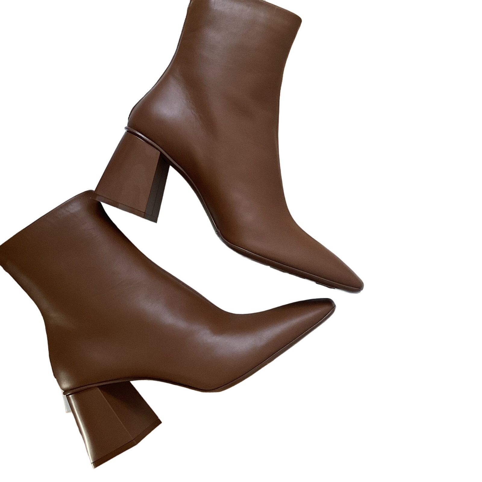 Max Mara NWT Max Mara Abby Block Square Toe Brown Ankle Boots Sz 40 Size US 9.5 / IT 39.5 - 8 Thumbnail