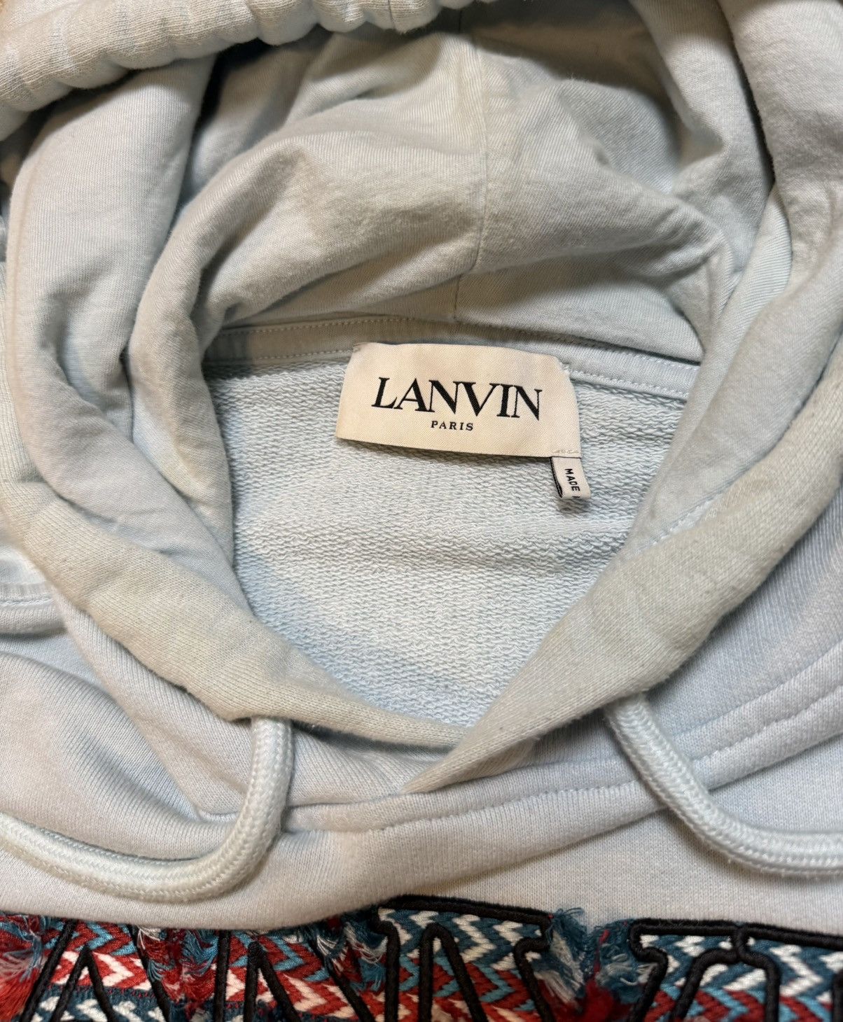 Lanvin Lanvin Embroidered Curblace Hoodie Sky Blue Size US S / EU 44-46 / 1 - 5 Thumbnail