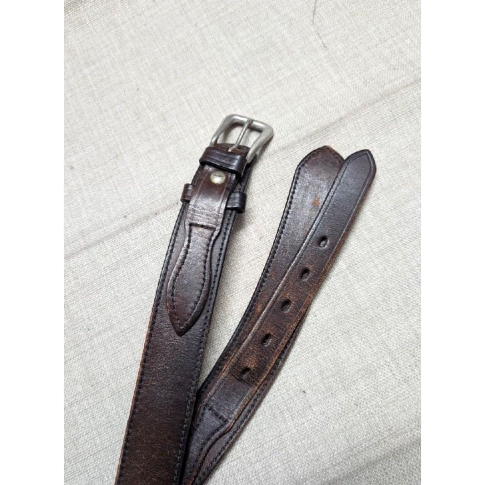 Vintage VINTAGE western belt Ranger belt brown cowhide leather 42" full grain leather, USA made, Kirkpatrick handcrafted, belt width 1-1/2" Mens Size 42 - 3 Thumbnail