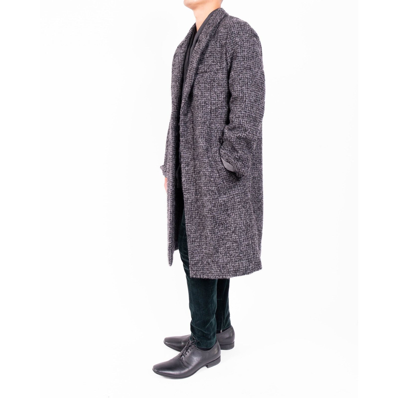 Berluti FW16 Slouchy Coat in Grey Boucle Houndstooth Wool Size US L / EU 52-54 / 3 - 4 Thumbnail