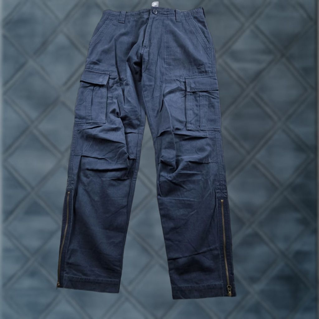 Nike VINTAGE Nike Cargo Pants Mens 34 Blue Straight Leg Baggy Drawstring Pockets Y2K Size US 34 / EU 50 - 1 Thumbnail
