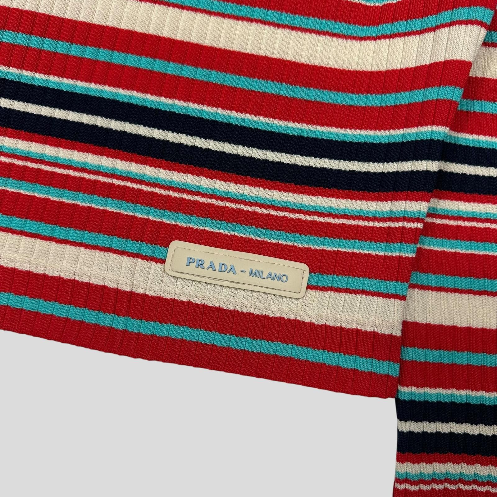 Prada Prada Milano 2018 Candy Striped Textured Cropped Logo Knit S Size S / US 4 / IT 40 - 2 Thumbnail