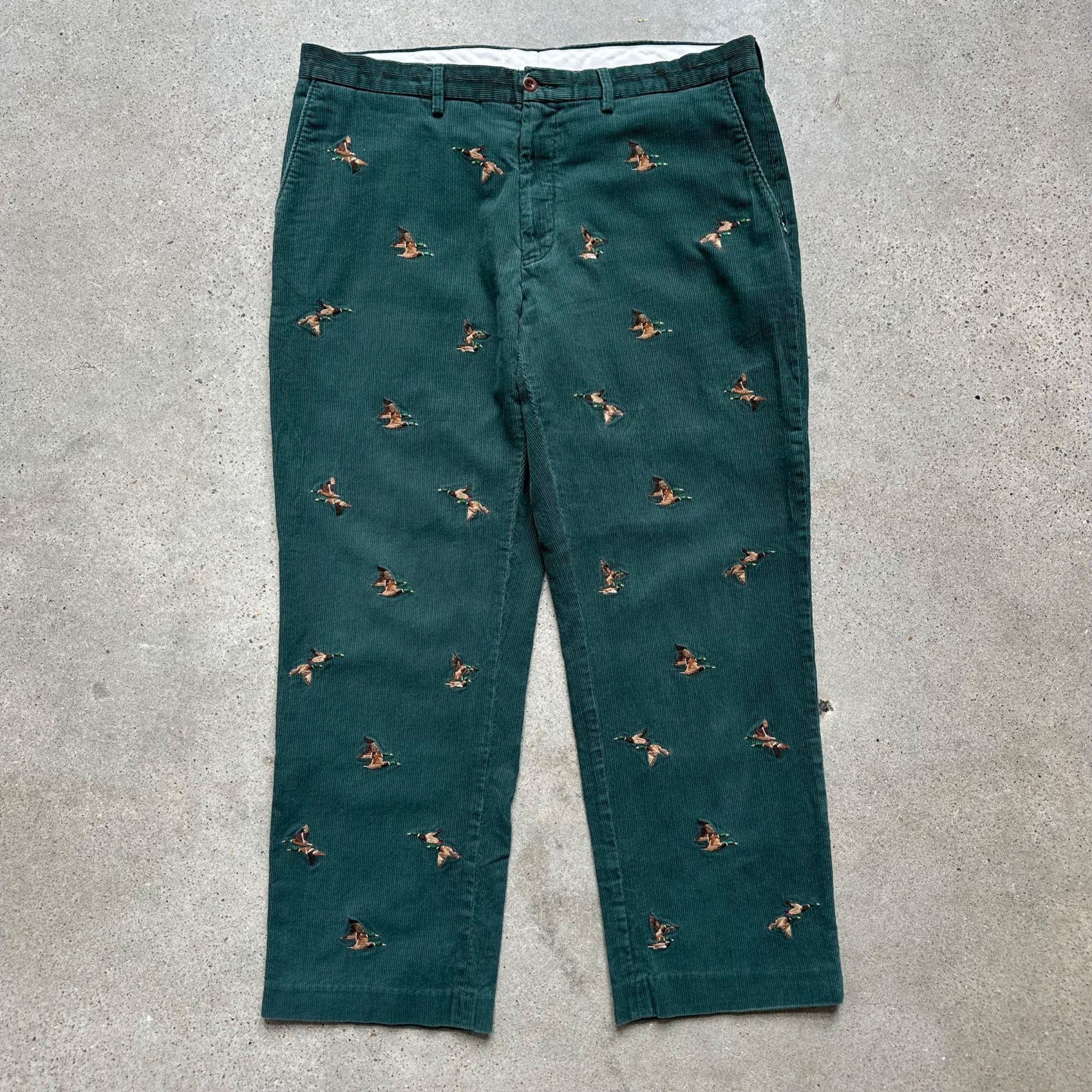 image of Polo Ralph Laurent Duck Embroidered Corduroy Pants in Pine, Men's (Size 38)