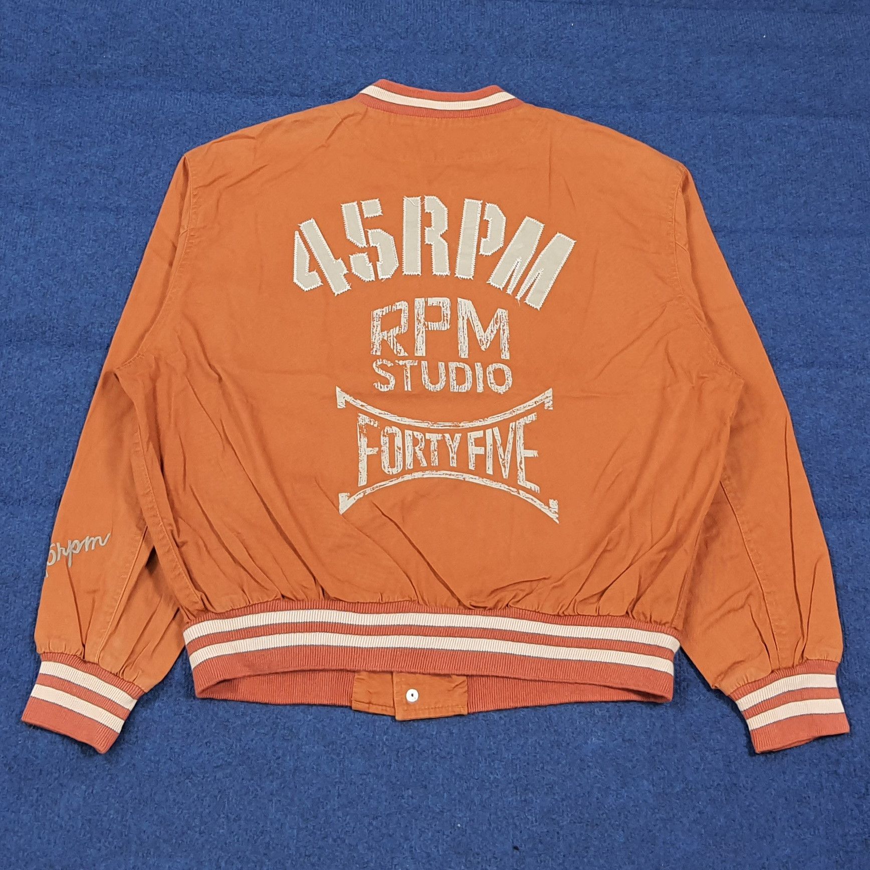 Rare 45RPM Studio Japan Varsity Orange Bomber Jacket C288N8