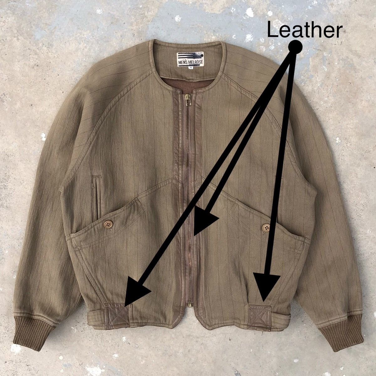 Melrose Vintage Melrose Men’s Mix Leather Stripe Bomber Jacket Size US M / EU 48-50 / 2 - 2 Thumbnail