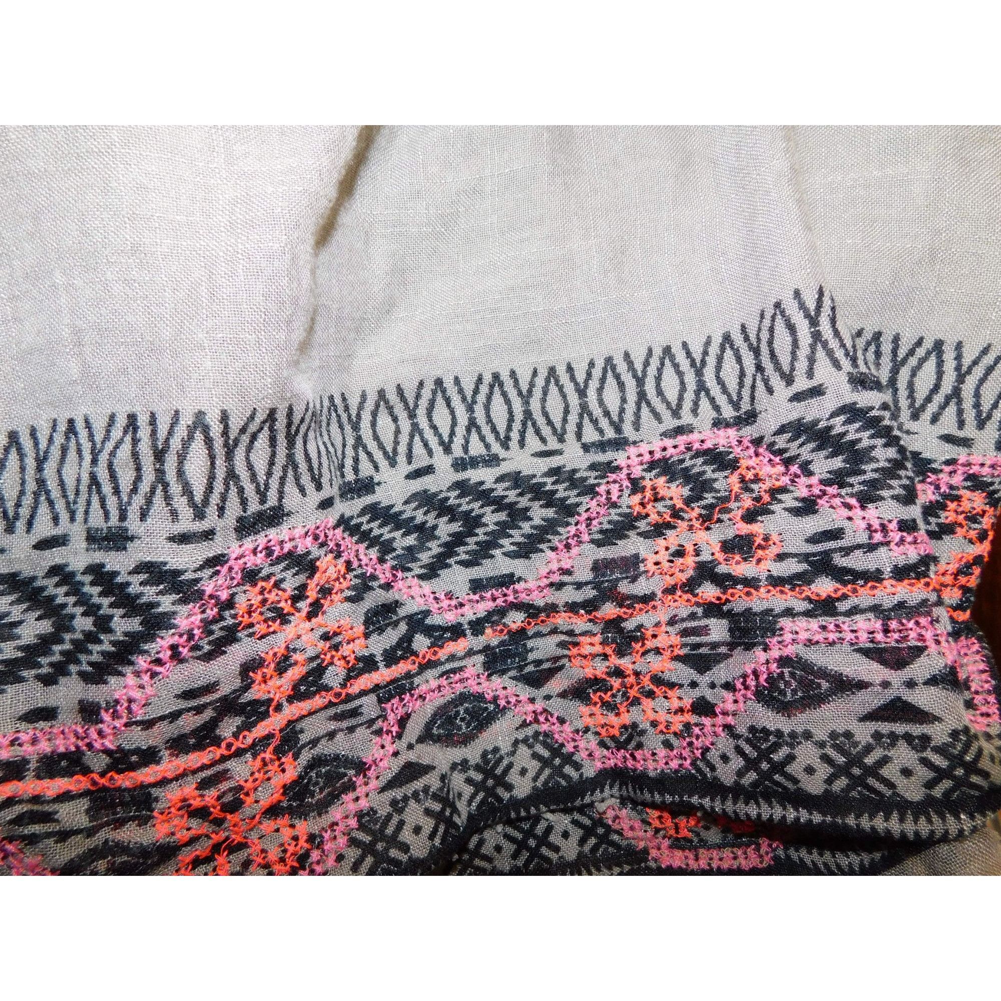 Other Southwestern Infinity Scarf With Bright Embroidery Beige & B Size ONE SIZE - 2 Thumbnail
