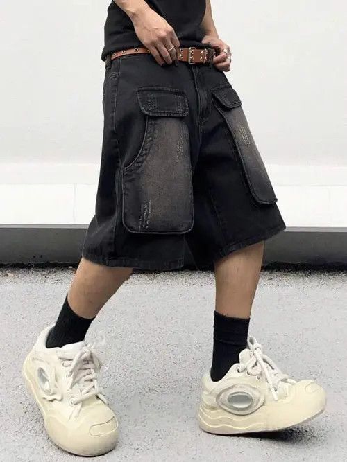 Jean Fumina x Miyo Cargo Shorts Washed Distressed Denim Size US 32 / EU 48 - 5 Thumbnail