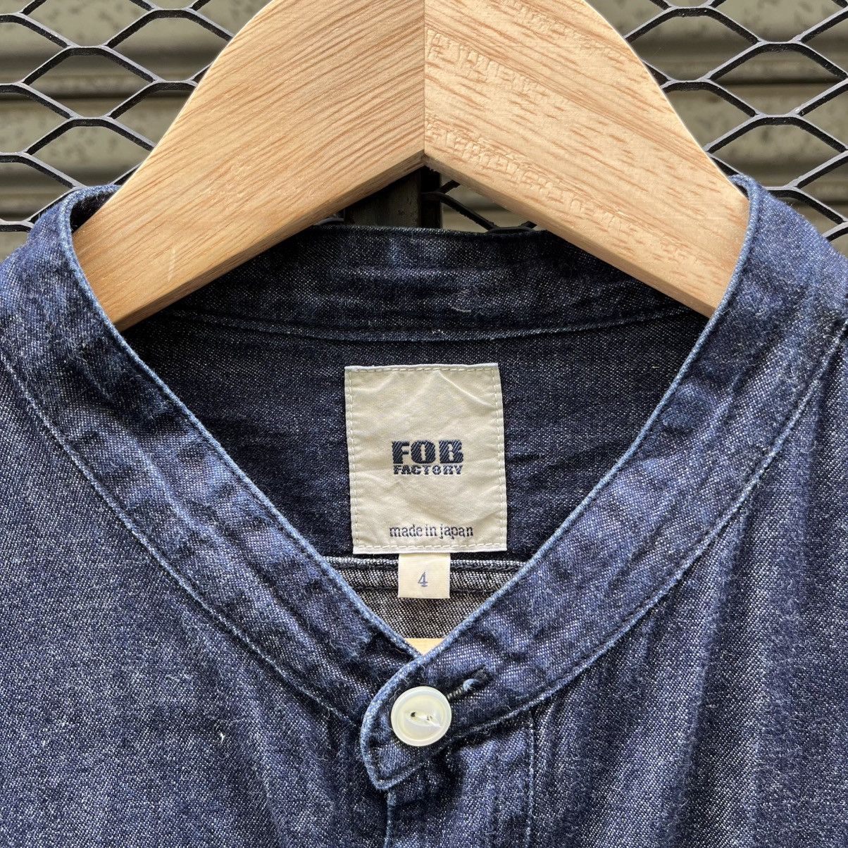 FOB Factory Japanese FOB Factory Denim Chambray Band Collar Workshirt Size US L / EU 52-54 / 3 - 5 Thumbnail