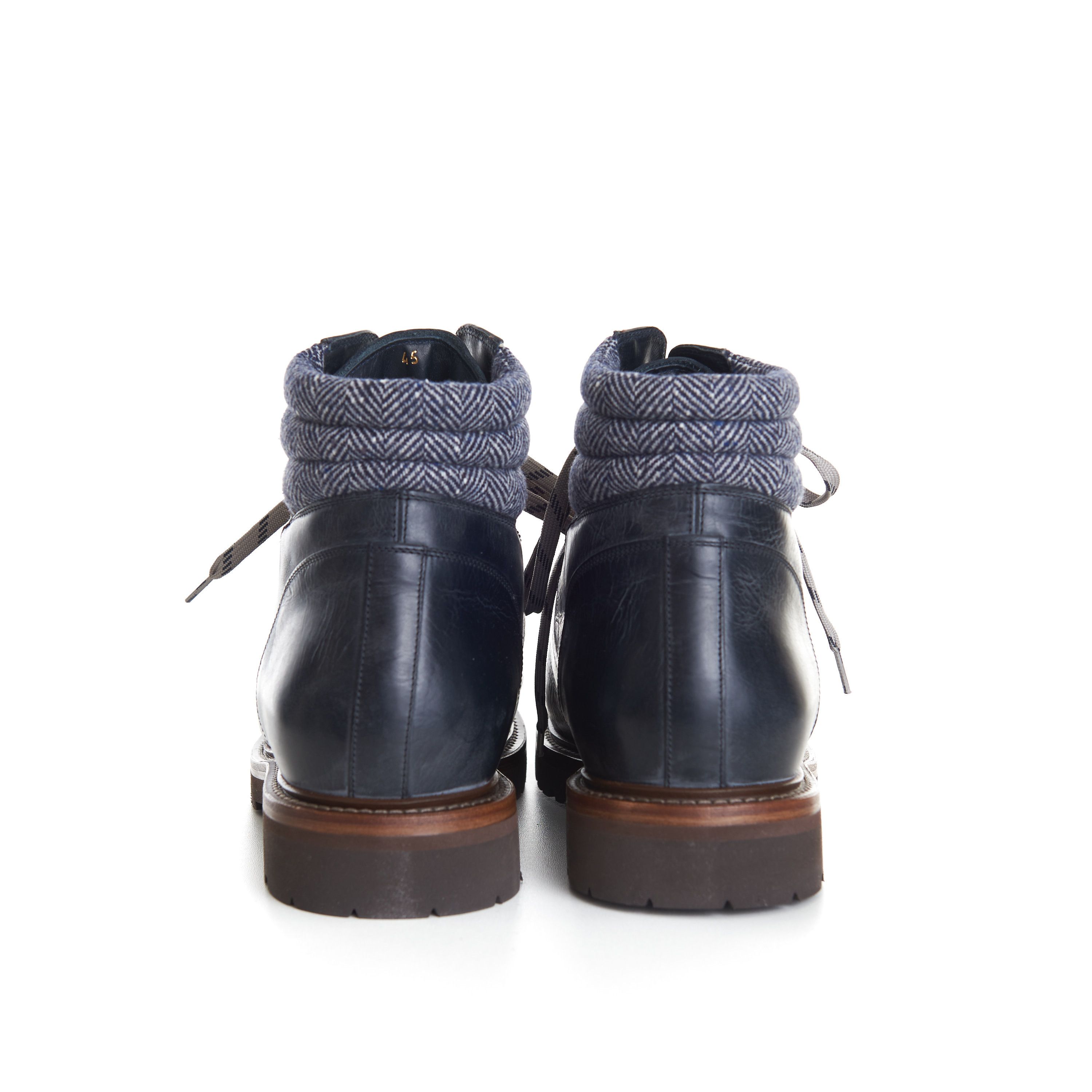 Brunello Cucinelli Mountain Boots In Blue Leather With Shearling Lining Size US 12 / EU 45 - 8 Thumbnail