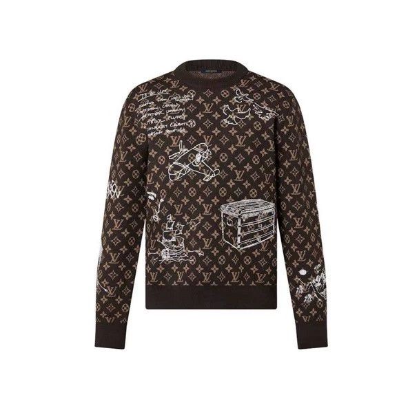 Louis Vuitton louis vuitton Sweater full of brown presbyopia sweater Size US L / EU 52-54 / 3 - 7 Thumbnail