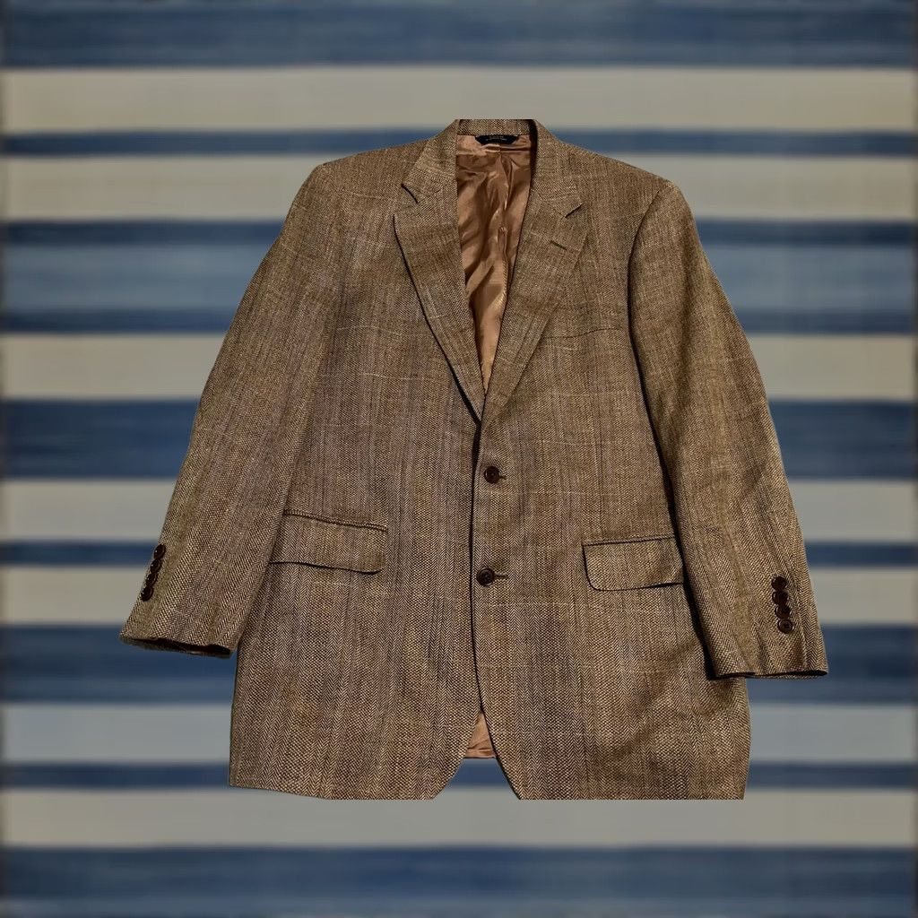 Brooks Brothers Brooks Brothers Blazer Jacket Sport Coat Silk Linen Wool Mens 41 Brown Long Coat Jacket Mens 41 Size 42R - 1 Thumbnail