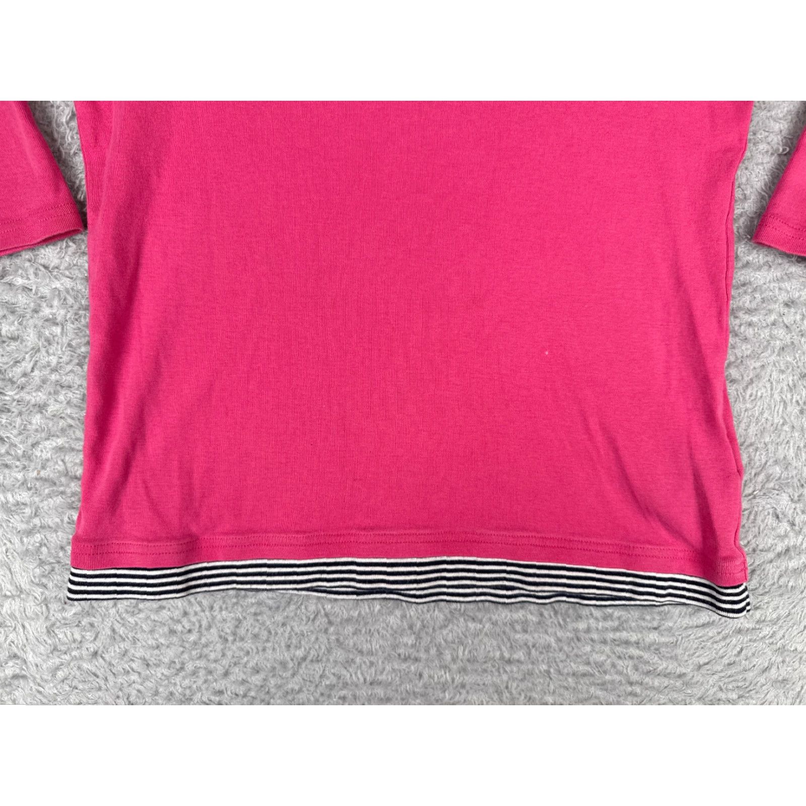 Ralph Lauren VINTAGE Lauren Ralph Lauren Shirt Women M Pink Stripe V-Neck 3/4 Sleeve Cotton City Logo Striped Casual Mens Womens Shirts Size M / US 6-8 / IT 42-44 - 5 Thumbnail