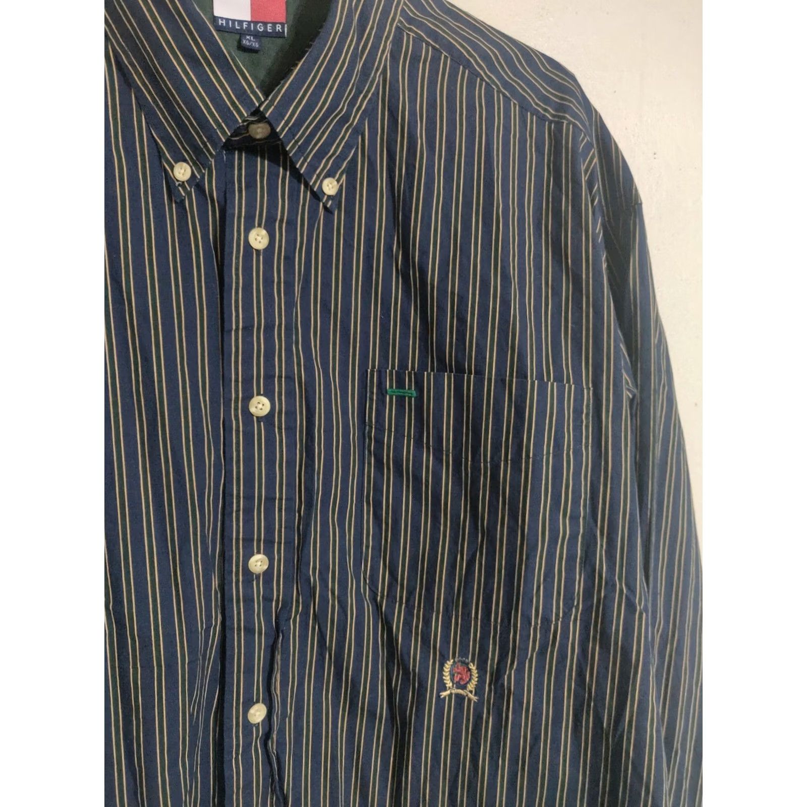 Tommy Hilfiger VINTAGE Tommy Hilfiger Shirt Button Down Casual Blue Stripes L/S Mens XL Size US XL / EU 56 / 4 - 2 Thumbnail