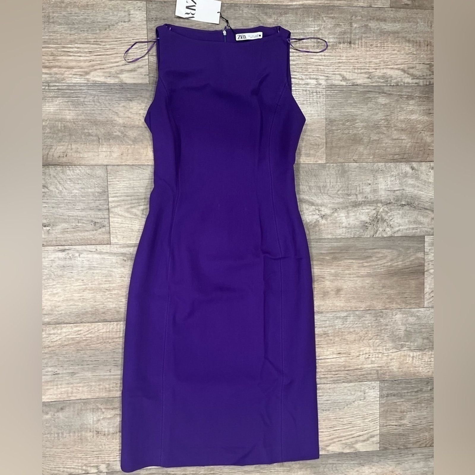 Zara Purple Sleeveless Sculpting Midi Dress NWT L