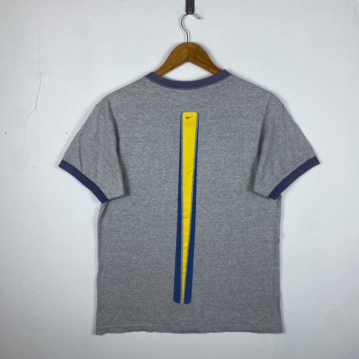 Nike × Vintage Vintage 90's NIKE Center Logo Sportswear Ringer Tee Shirt Size US S / EU 44-46 / 1 - 4 Thumbnail