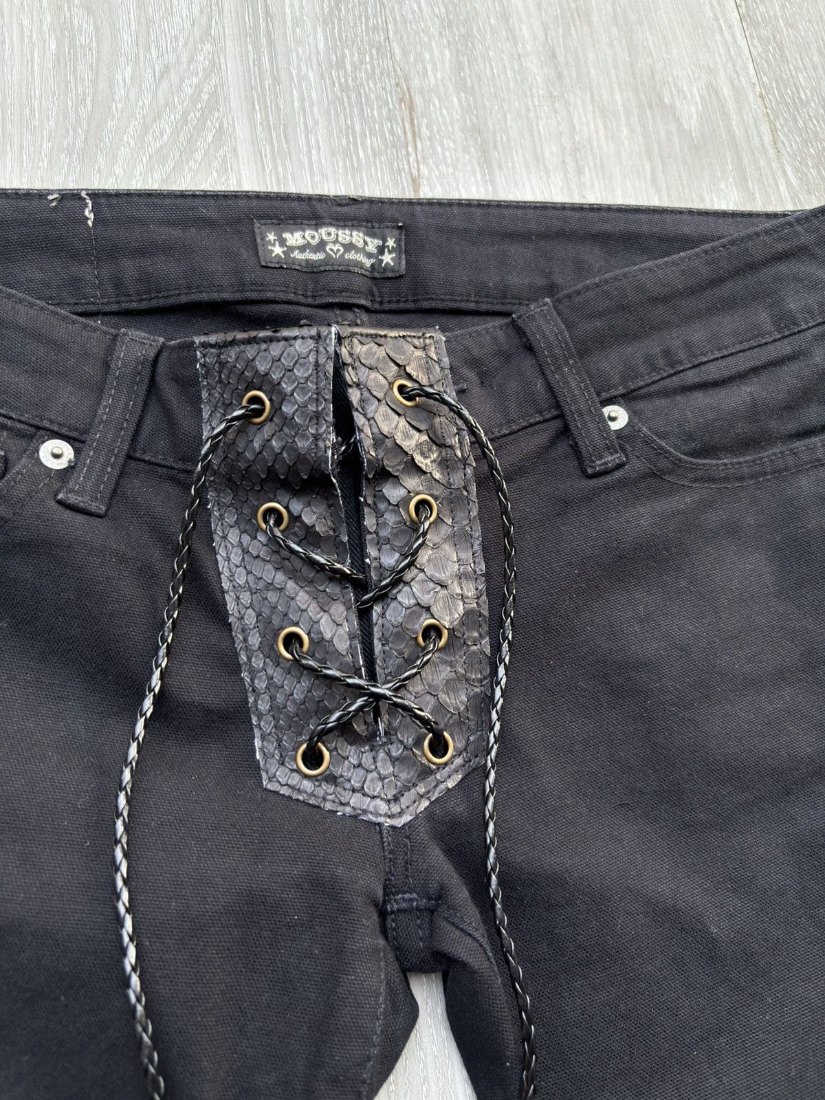 Japanese Brand MOUSSY phyton lace up flare jeans Size US 26 / EU 42 - 2 Thumbnail