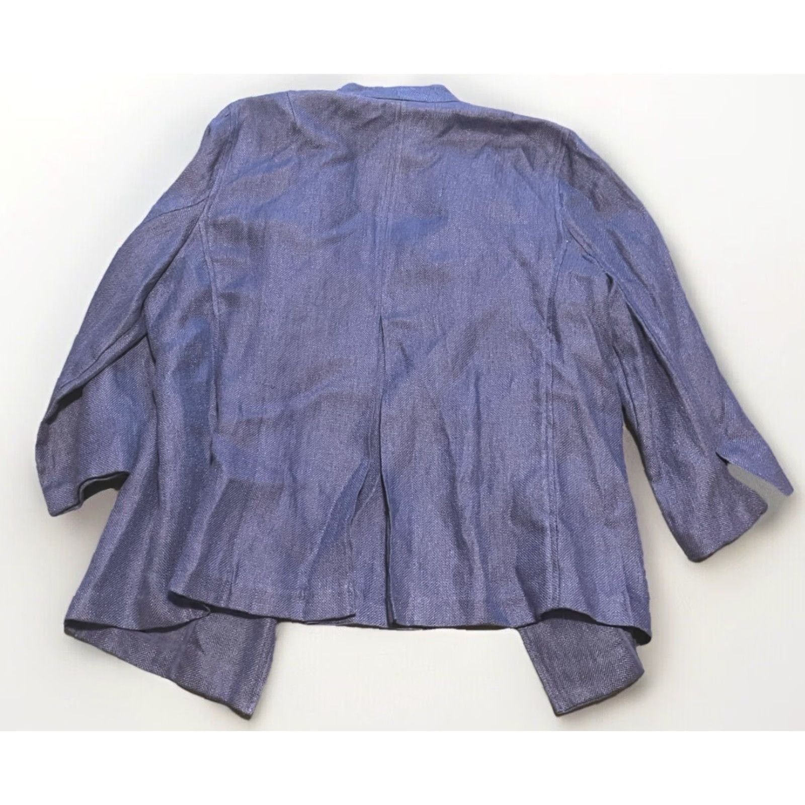 Eileen Fisher Eileen Fisher Blazer Women L Blue Linen Blend Unlined Solid Career Casual Jacket Womens Size L / US 10 / IT 46 - 6 Thumbnail